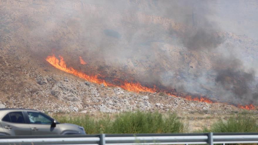 Un incendio forestal calcina 60 hectáreas y obliga a cortar la AP-2 a la altura de Villafranca de Ebro, cerca de Zaragoza