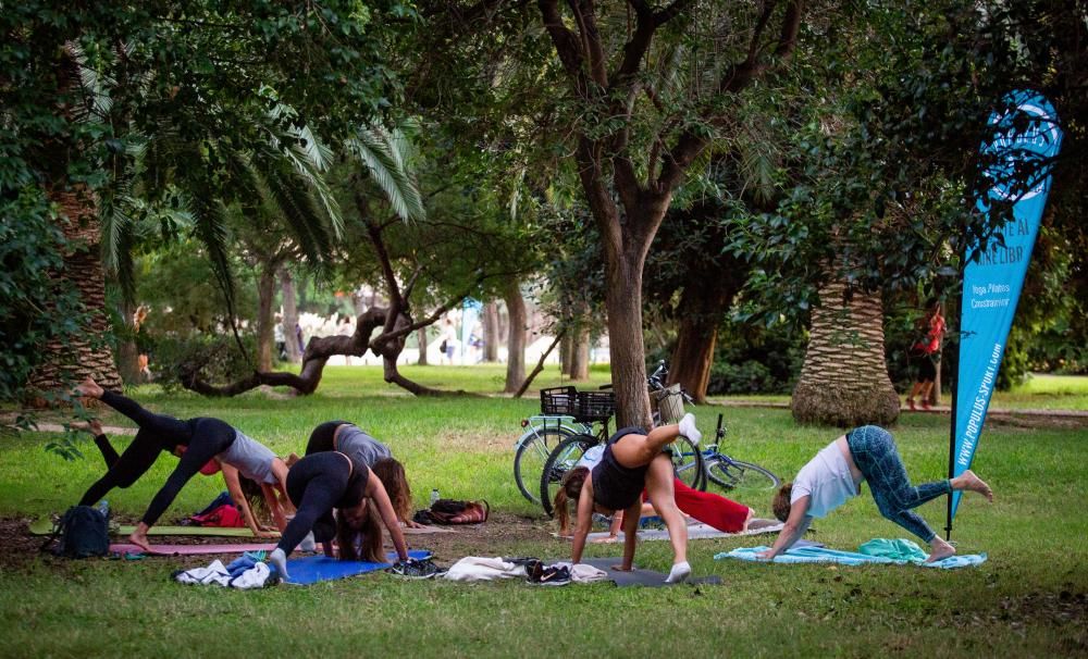 Actividades en el jardín del Túria, el antiguo cauce del río en València.