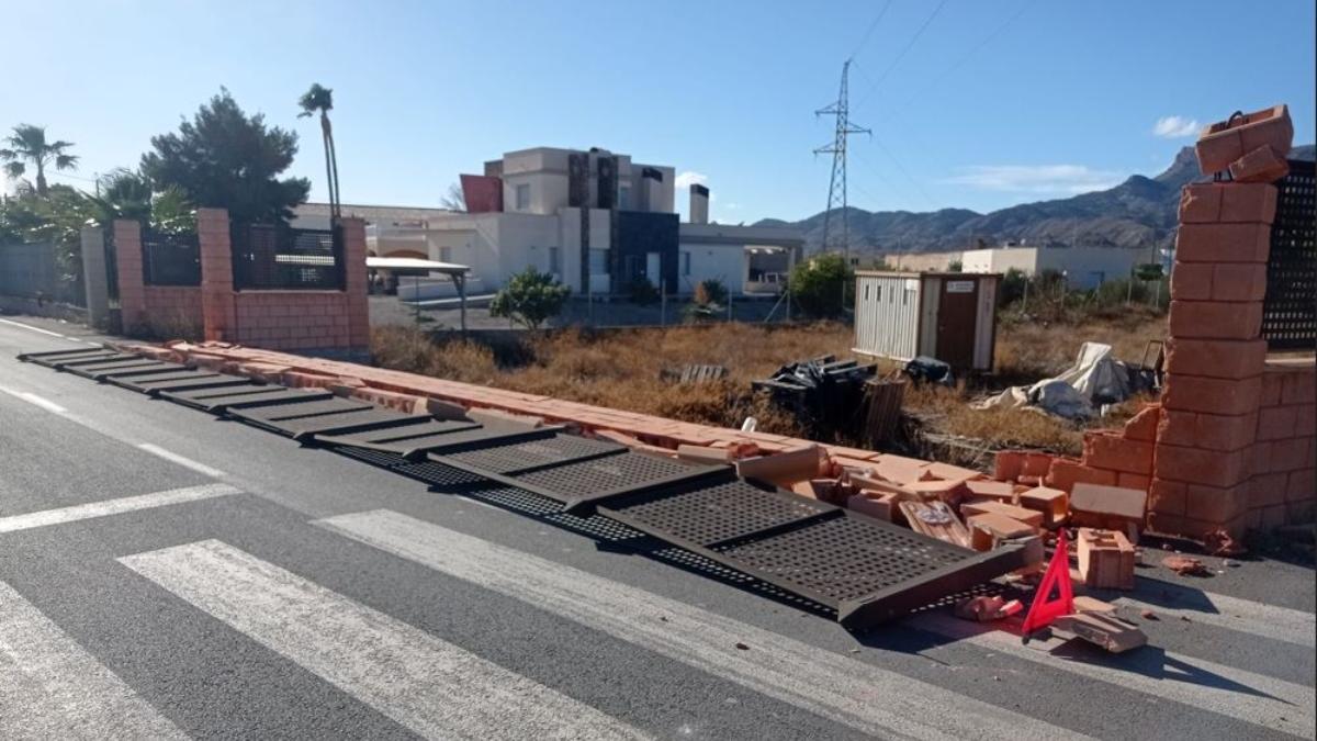 Destrozos que ha causado el viento este miércoles en Lorca