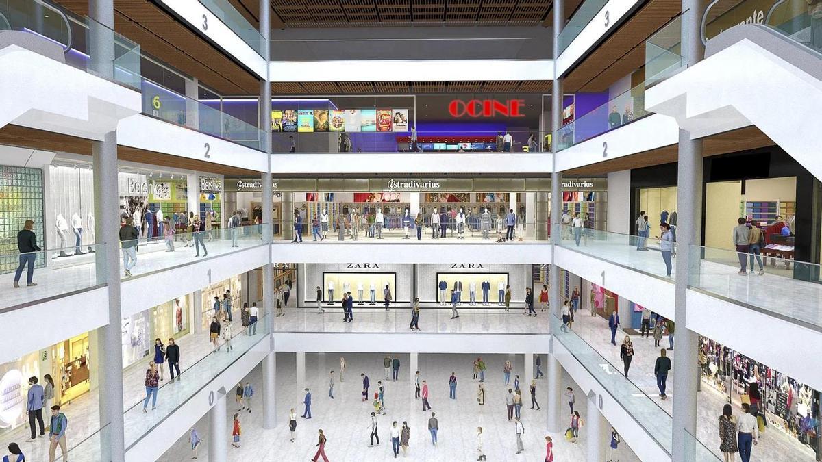 Interior del centro comercial Los Fresnos, en Gijón
