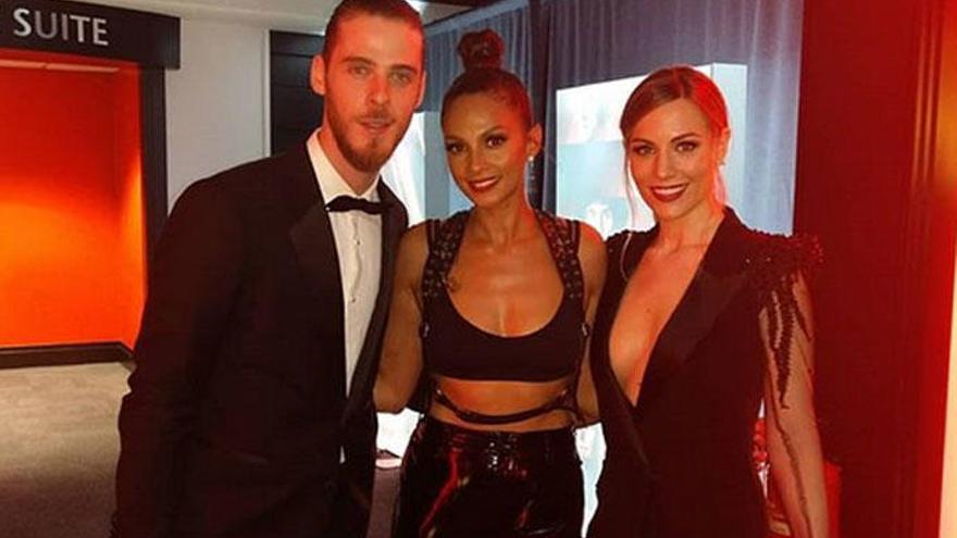 Edurne y David Gea, con Alesha Dixon