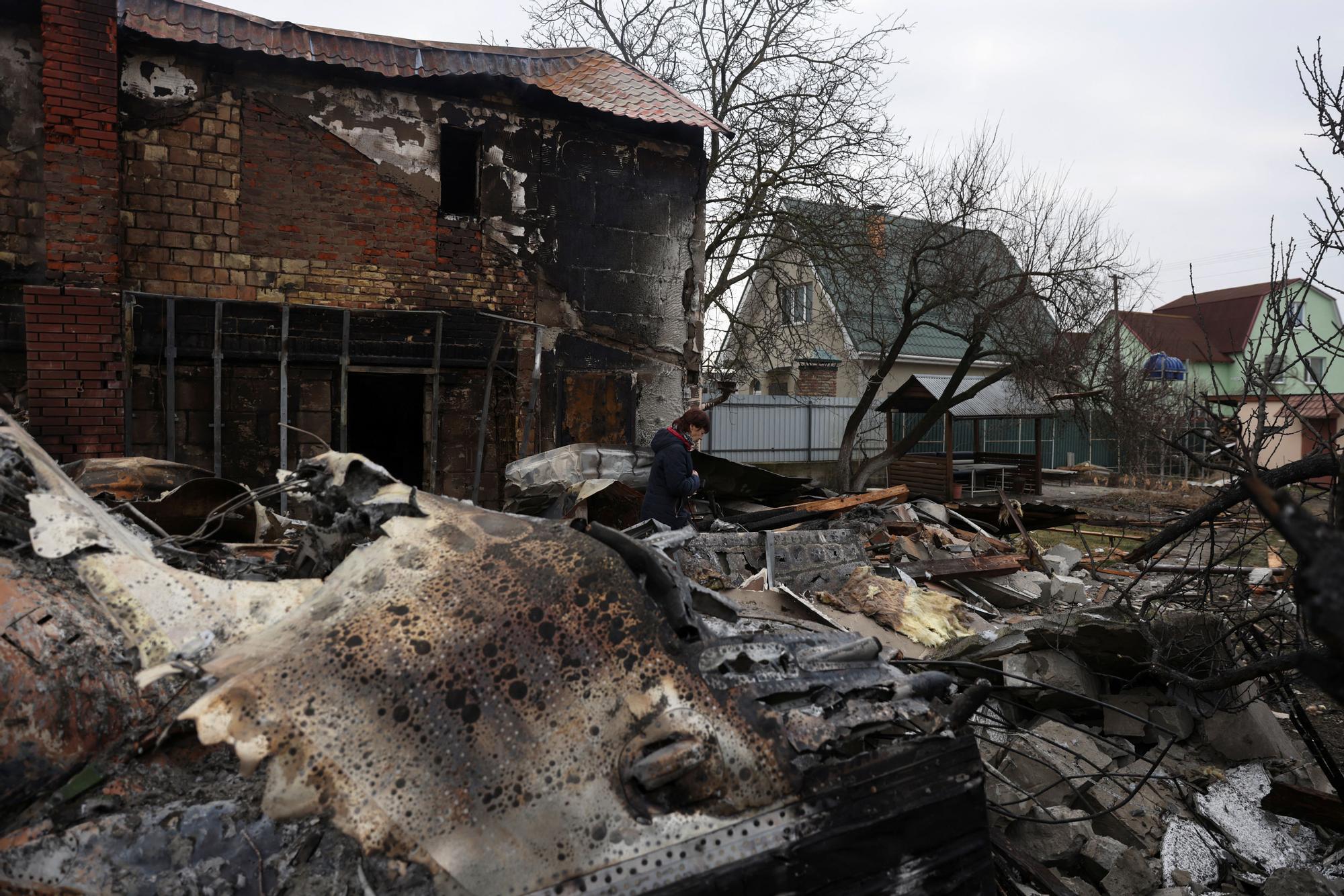 Residential areas damaged after Russia launched a massive military operation against Ukraine, in Kyiv