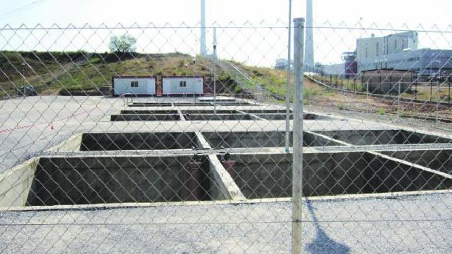 Obras de la planta piloto de CO2 adosada a la central térmica de La Pereda, en Mieres.