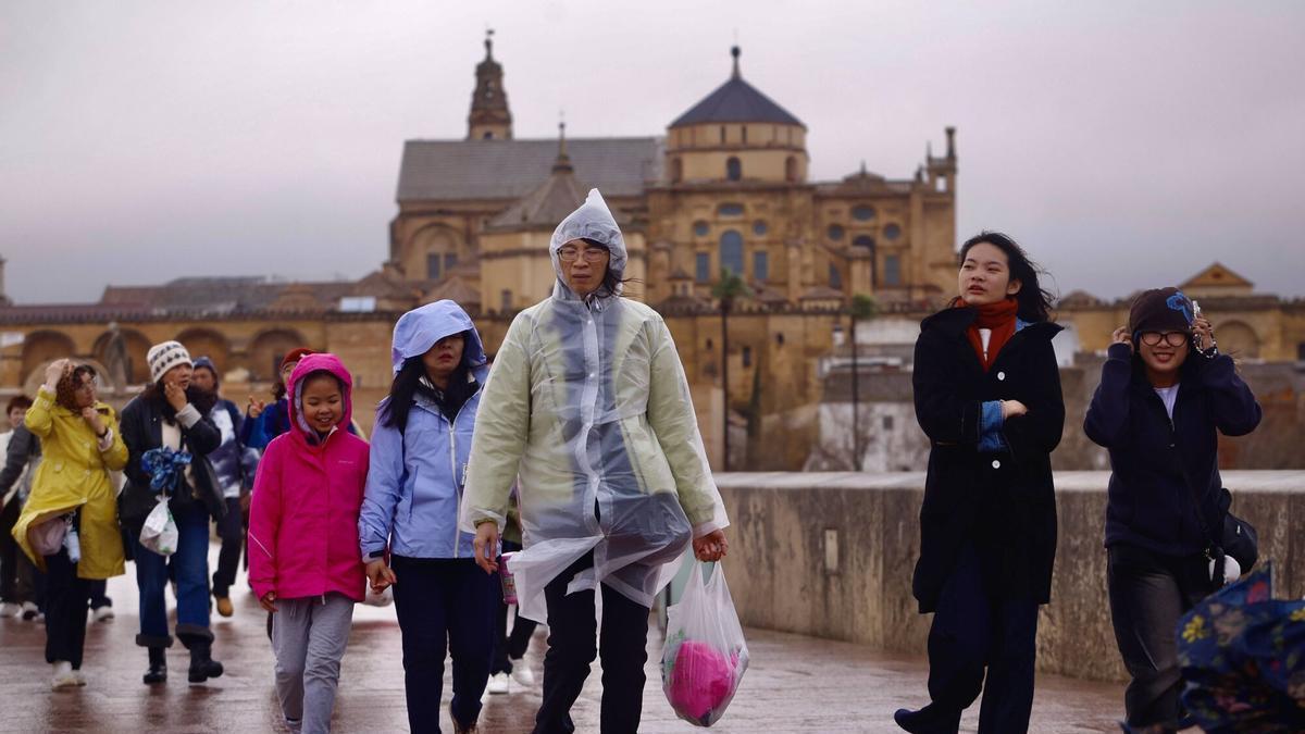 Varios turistas pasean por el Puente Romano.
