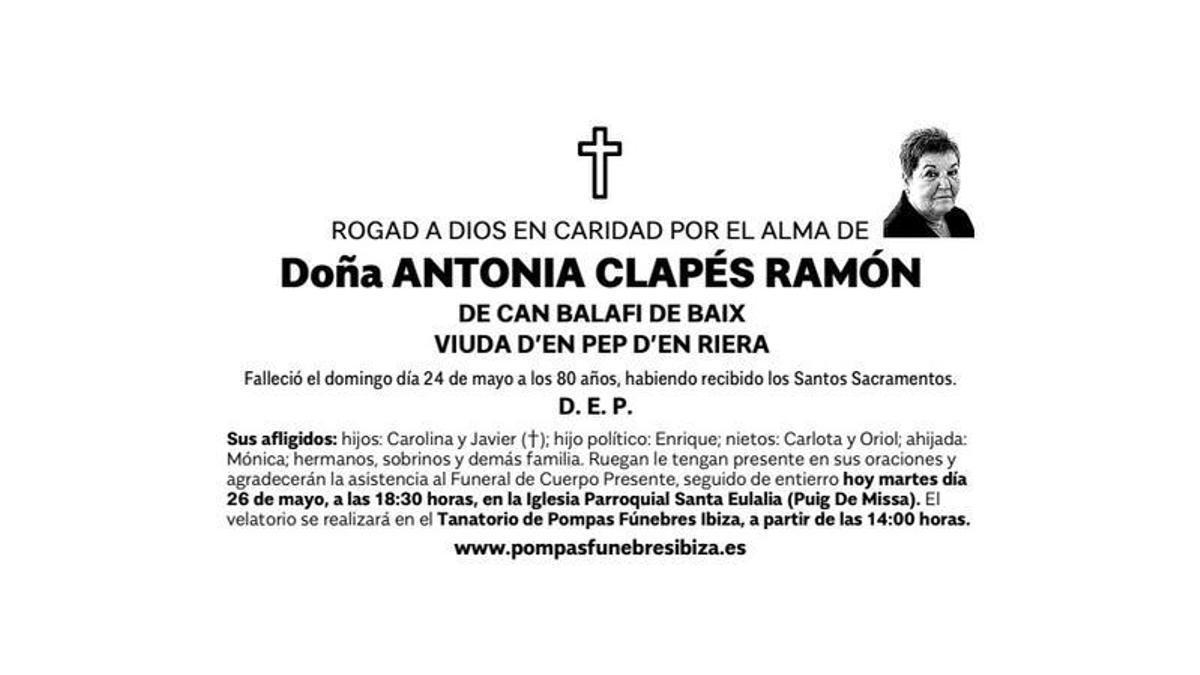 Esquela Antonia Clapés Ramón