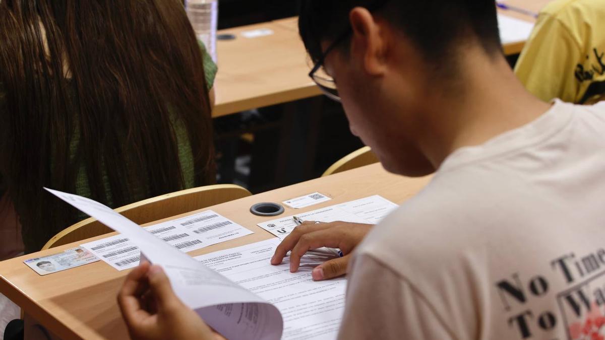 Un alumno lee el examen de Lengua Castellana y Literatura.