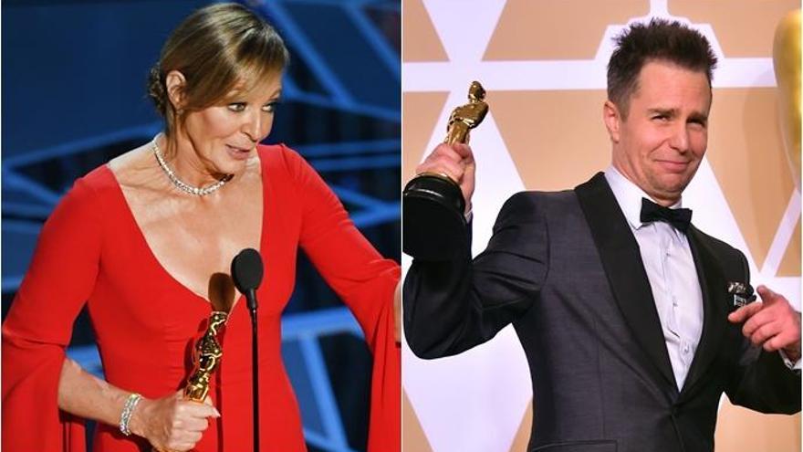 Allison Janney y Sam Rockwell con sus Oscars.