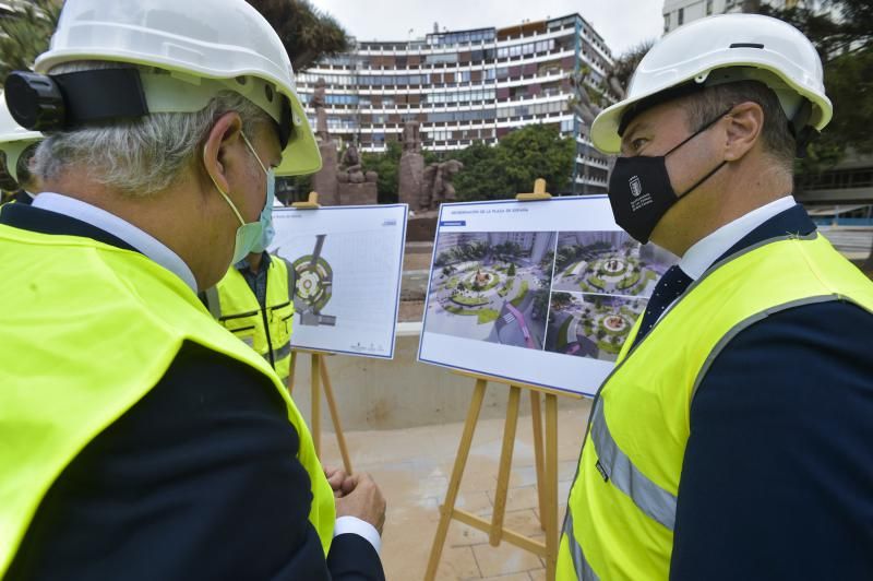 Obras de la peatonalización de la Plaza de España