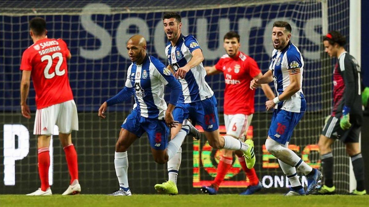 Brahim celebra el primer gol del Oporto ante el Benfica