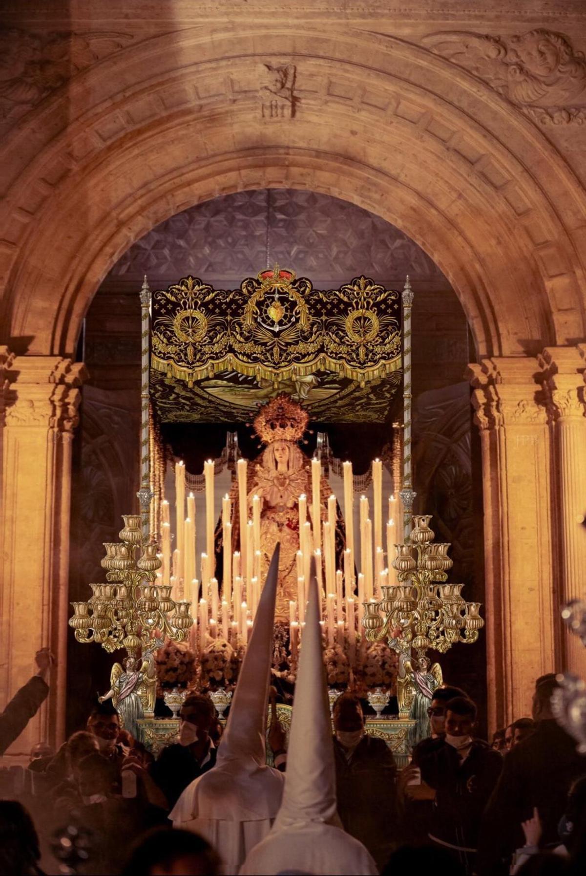 Recreación de cómo quedaría en la calle el trono de la Virgen de Dolores y Esperanza.