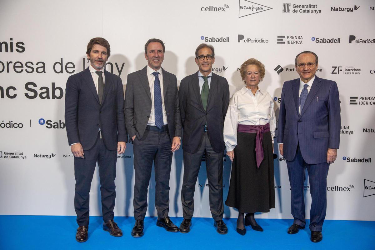 Sergi Guillot, director general de Prensa Ibérica, Carlos Ventura, director general de Negocio de Banc Sabadell, Pau Relat, President de Fira de Barcelona, Arantza Sarasola, Vicepresidenta de Prensa Ibérica y Javier Moll, Presidente de Prensa Ibérica