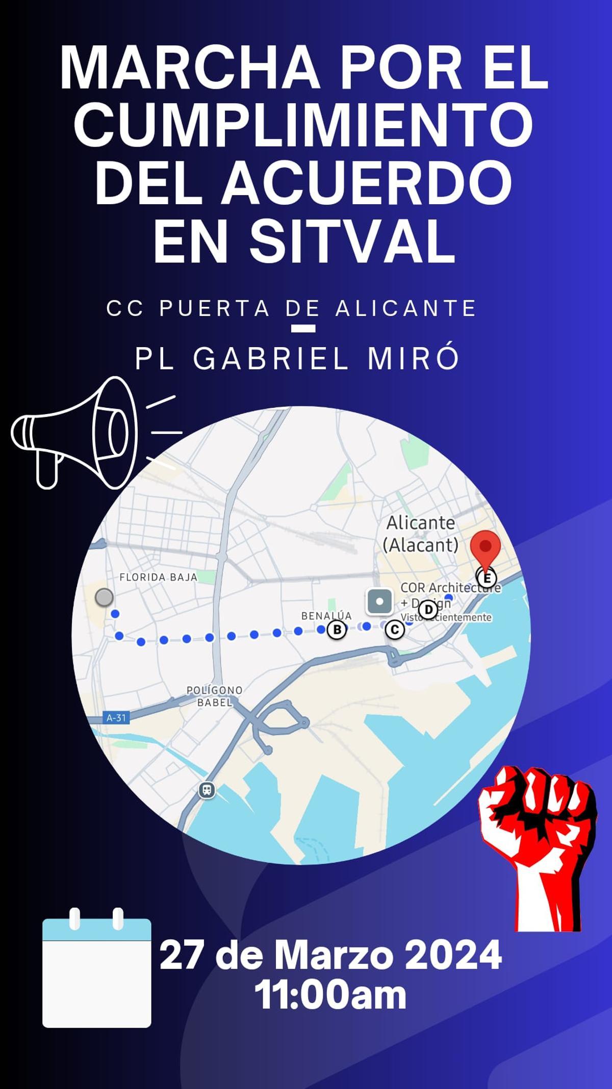 Cartel de la marcha que recorrerá Alicante el 27 de marzo.