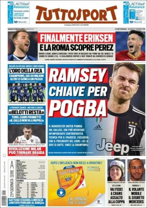 Portada TUTTOSPORT viernes 21 febrero 2020