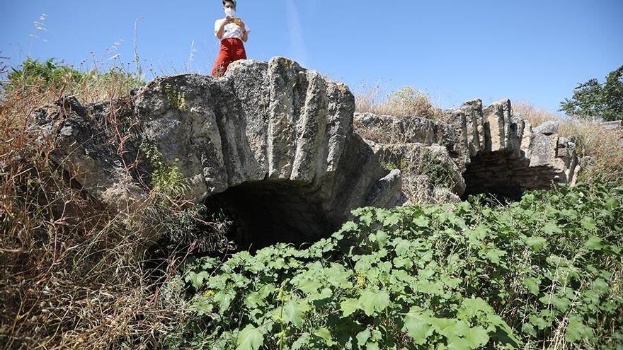 Imagen del Puente de los Nogales tapado por vegetación.