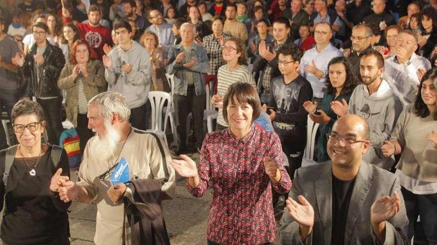 Ana Pontón, ayer, en el mitin de Santiago.