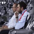 Koldo y Víctor de Aldama en el palco del Zamora CF.