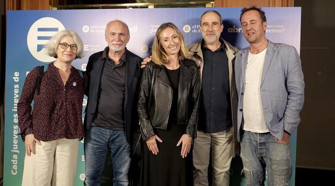 Rosa Ribas, escritora; Manuel Calderón, escritor; Marta San Miguel, escritora; Juan Cerezo, editor, y Marcos Giralt Torrent, escritor.