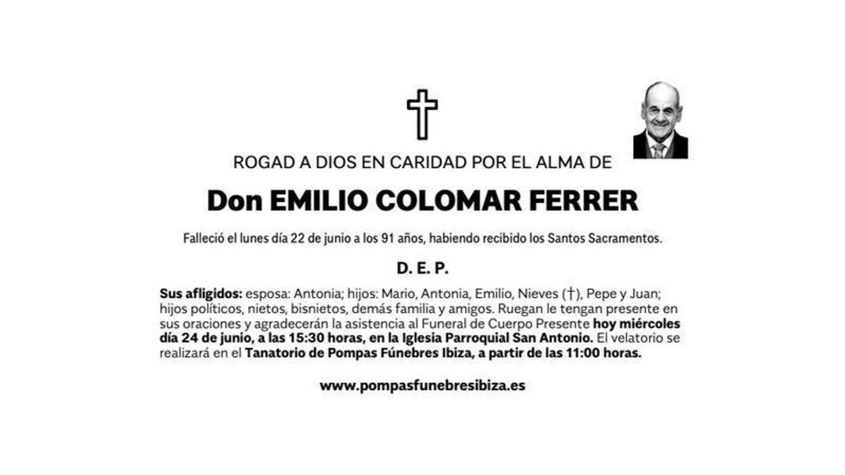 Esquela Emilio Colomar Ferrer