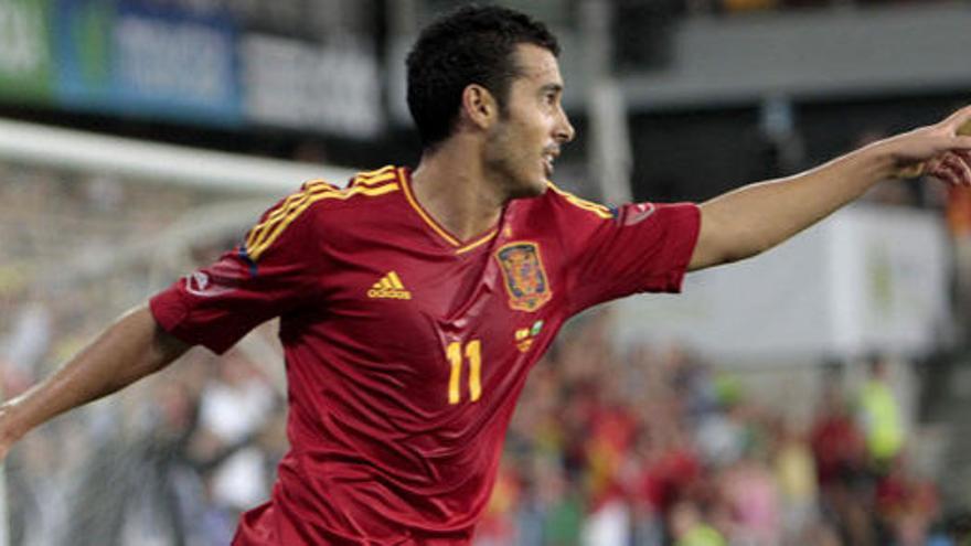 Pedro celebra uno de sus goles.