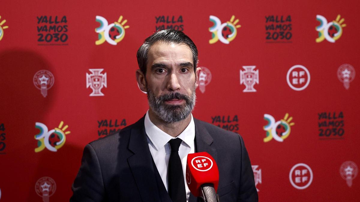 Fernando Sanz, en la sede de la RFEF el día que se confirmó el Mundial 2030 en España, Portugal y Marruecos.