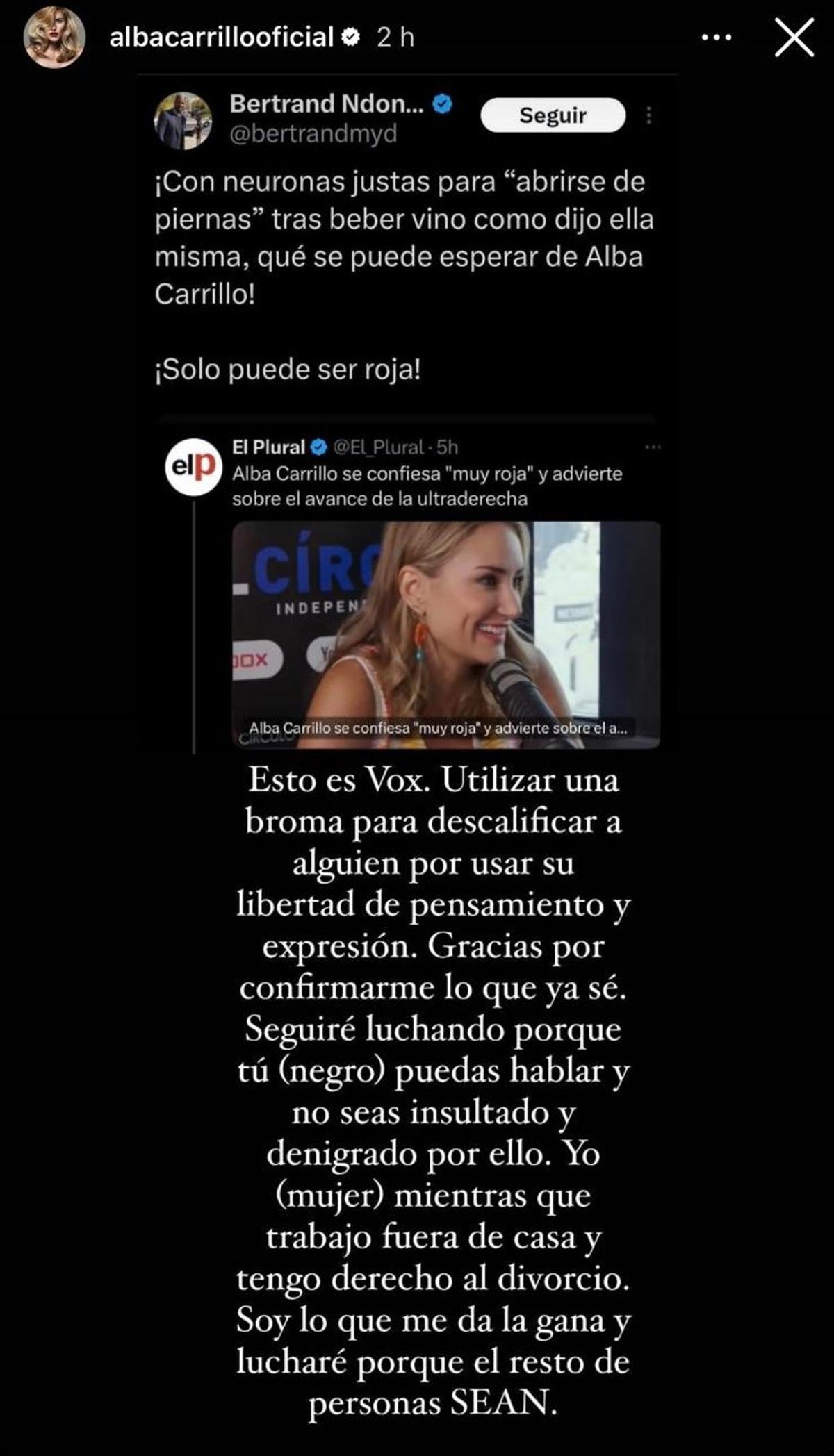 Captura 'storie' Alba Carrillo