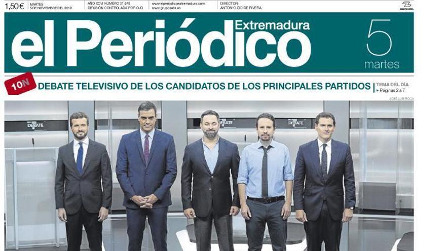 Esta es la portada de EL PERIÓDICO EXTREMADURA correspondiente al día 5 de noviembre del 2019