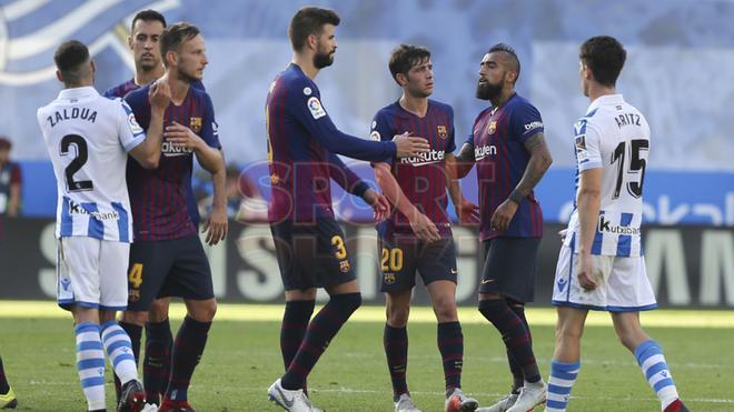 Las mejores imágenes del partido Real Sociedad  1 - FC Barcelona 2, de la Jornada 4 de la liga Santander