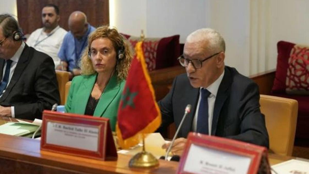 La presidenta del Congreso de los Diputados, Meritxell Batet y su homólogo marroquí, Rachid Talbi El Alami.