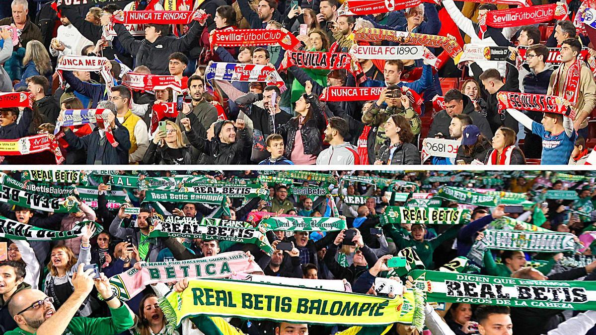 Aficiones de Sevilla y Betis.