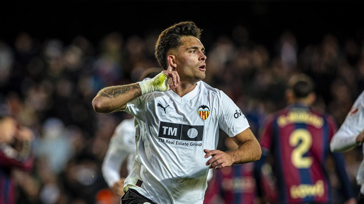 Hugo Duro celebra el gol en el derbi de la primera vuelta