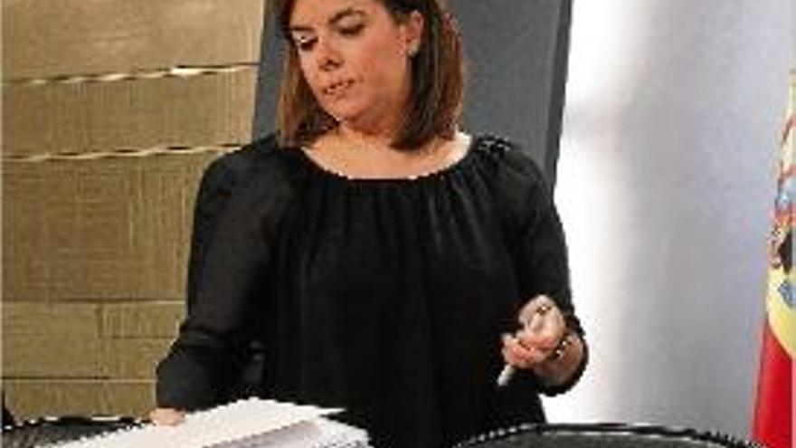 La vicepresidenta Soraya Sáenz de Santamaría, ahir a Madrid.