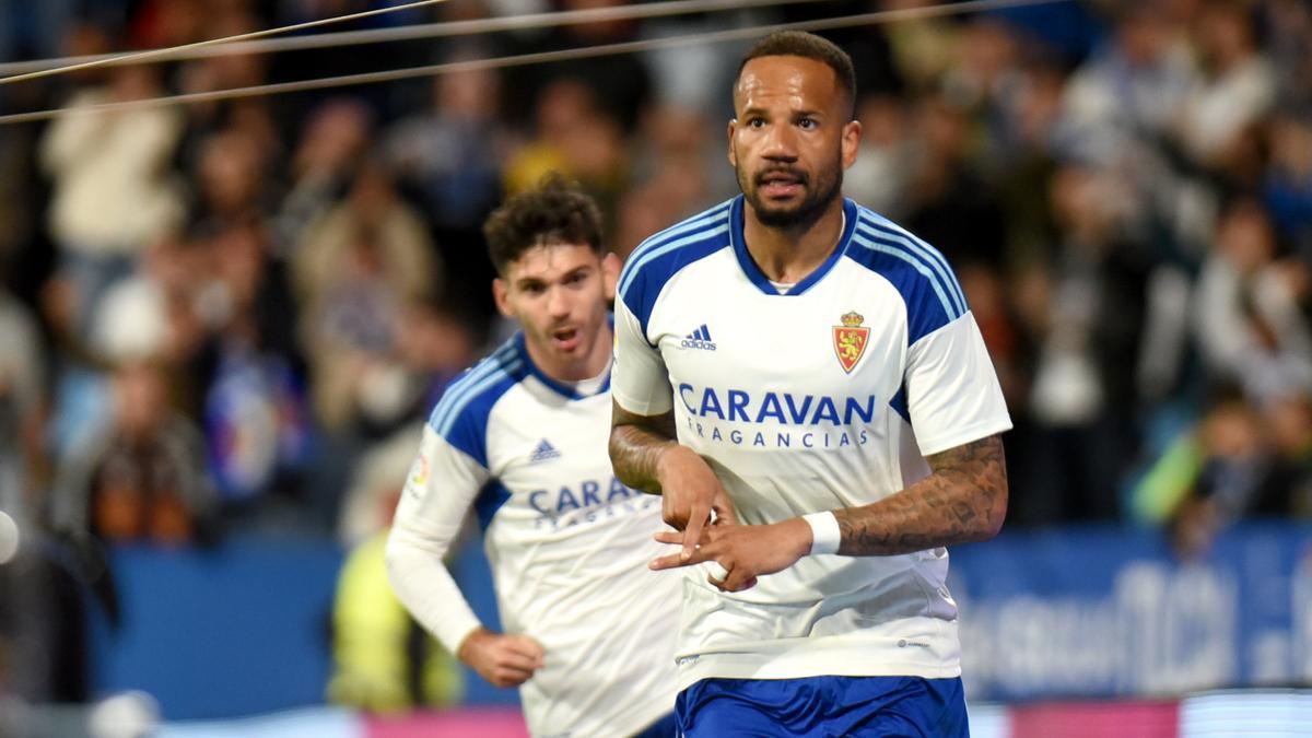 Bebé celebra el gol anotado ante Las Palmas en el último partido en casa.