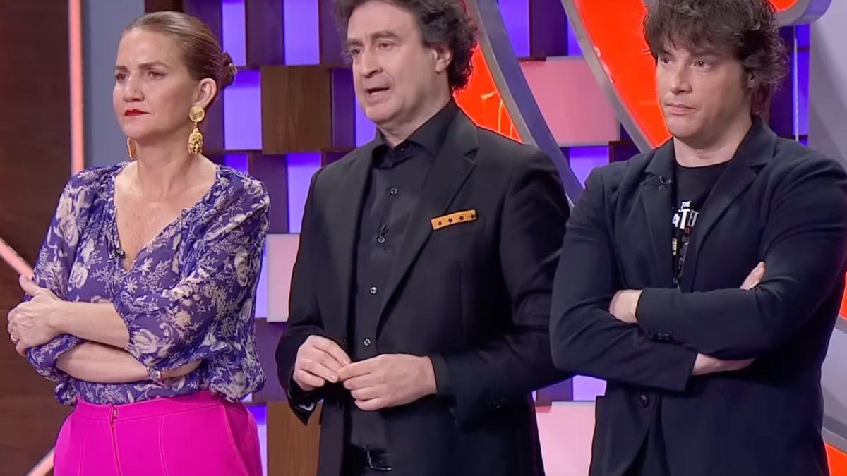 Jordi Cruz, Pepe Rodríguez y Samantha Vallejo-Nágera, de derecha a izquierda, jurados de MasterChef.