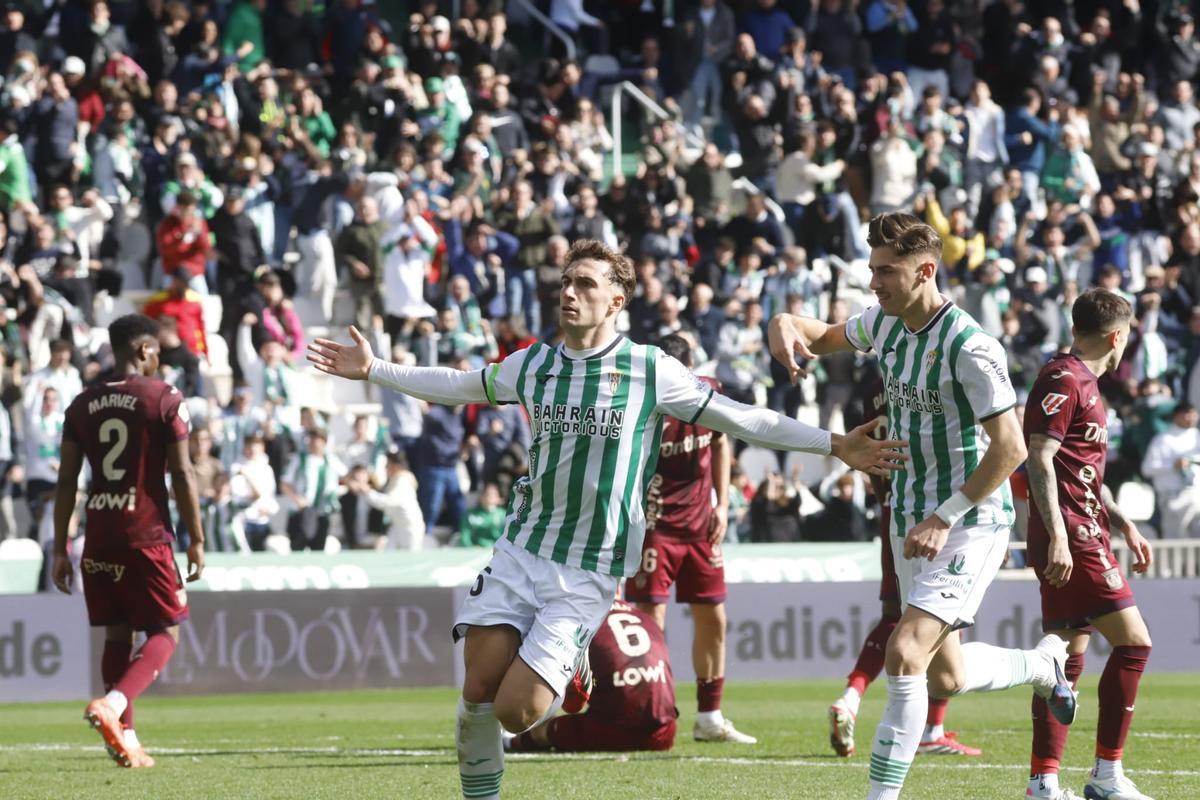 Goti celebra su primer gol como blanquiverde ante el Leganés en El Arcángel.