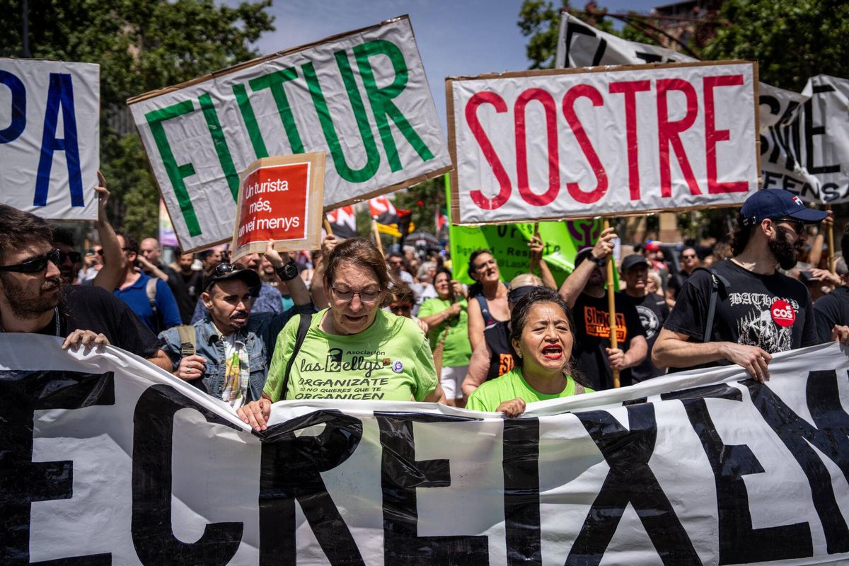 Manifestación en Barcelona por el decrecimiento turístico