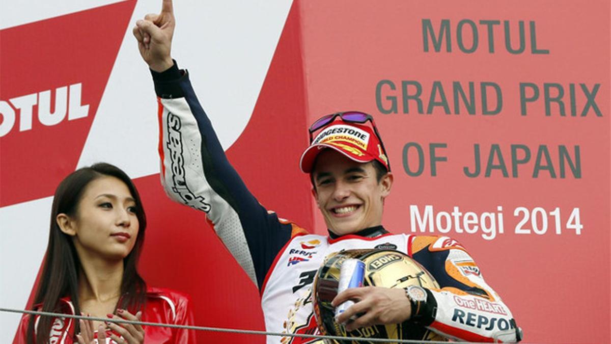 Márquez, celebrando el título en Motegi