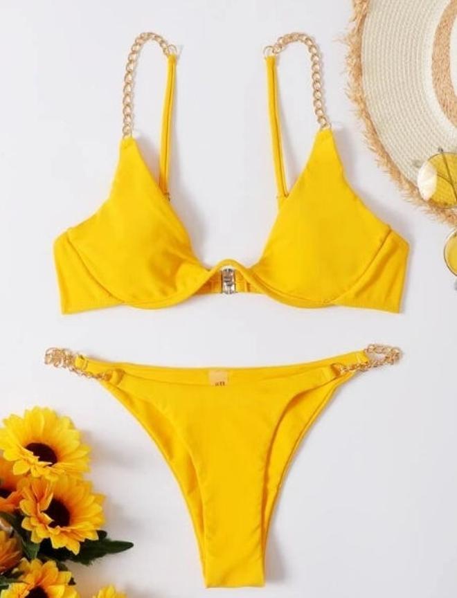 Bikini amarillo con cadena se Shein