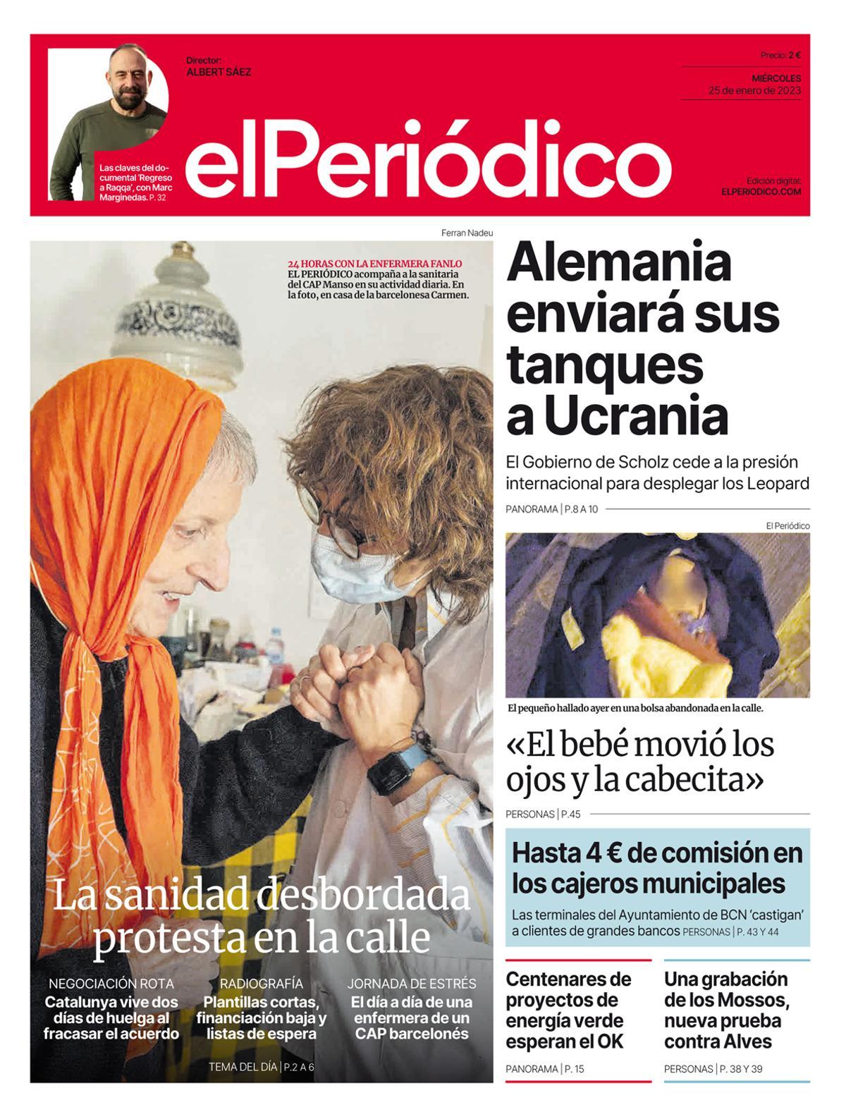 La portada d’EL PERIÓDICO del 25 de gener del 2023 La portada d’EL PERIÓDICO del 25 de gener del 2023