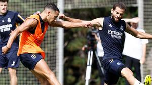 Lucas y Nacho, durante la sesión de entrenamiento de hoy