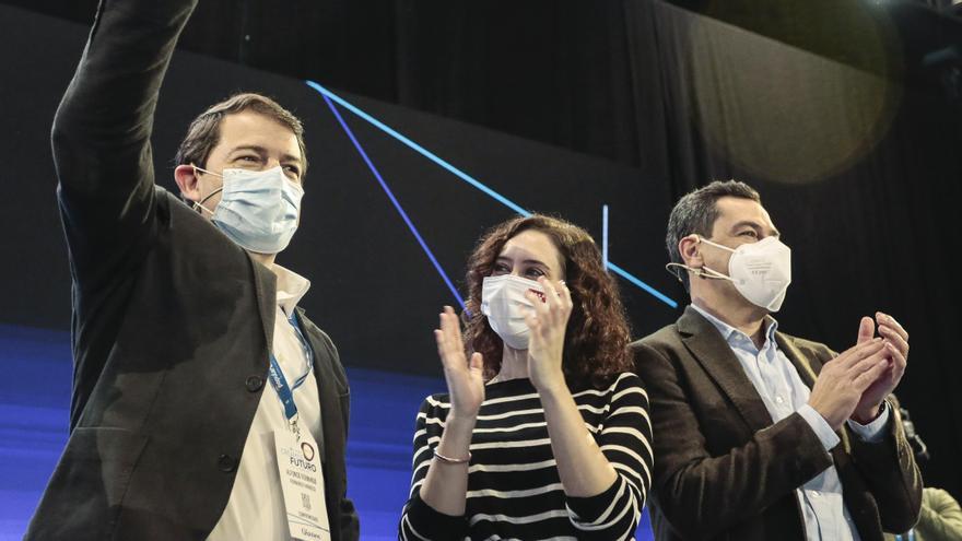 Celebración de la mesa ‘Los Gobiernos del PP. Pensando en las personas’, en la que participan los presidentes de Murcia, Felipe López Miras; Galicia, Alberto Núñez Feijoó; Castilla y León, Alfonso Fernández Mañueco; Andalucía, Juan Manuel Moreno Bonilla y Madrid, Isabel Díaz Ayuso