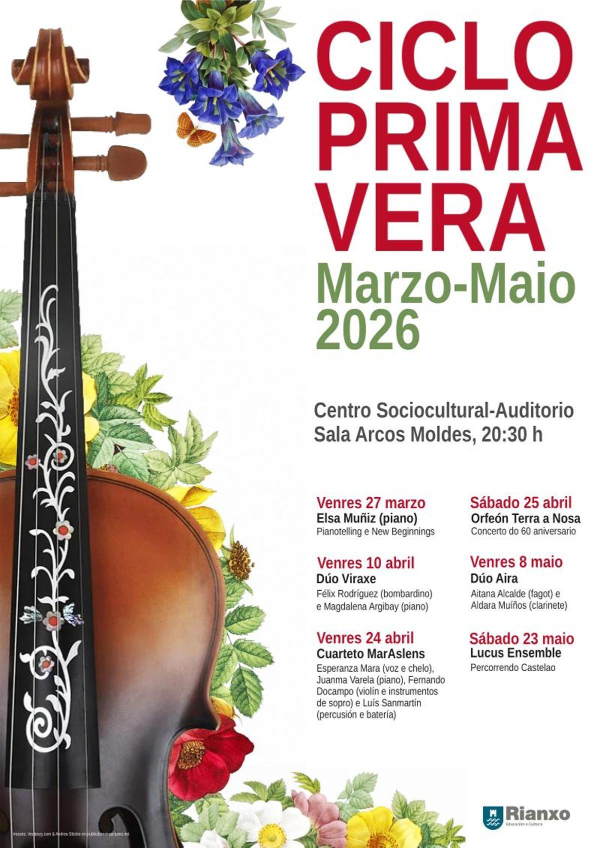 Cartel promocional do Ciclo Primavera de Rianxo.