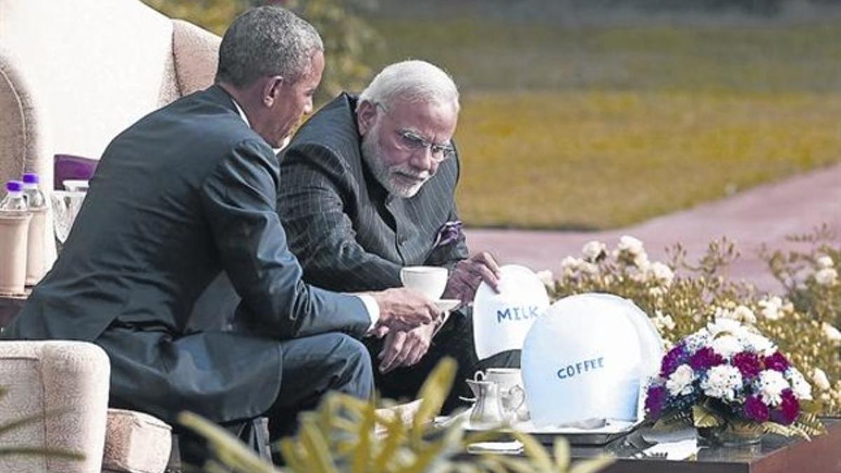 Barack Obama y Narendra Modi, ayer, en Nueva Delhi.