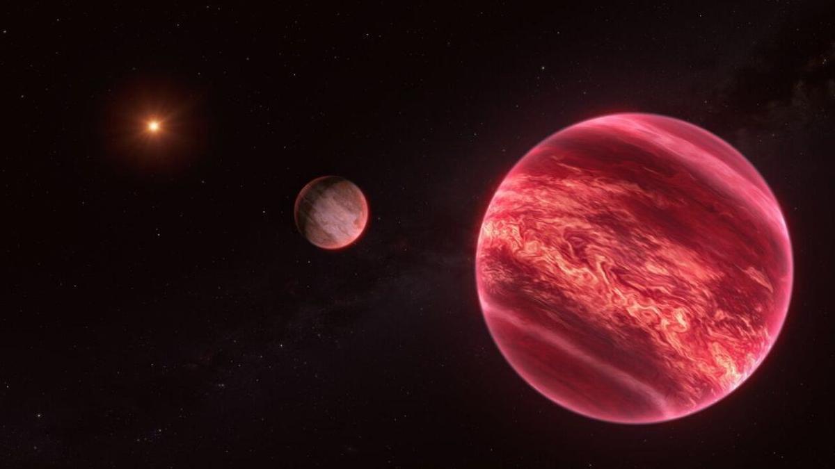 Esta ilustración muestra el sistema alrededor de la estrella CD-35 2722, con el objeto lunar recién descubierto en el centro.