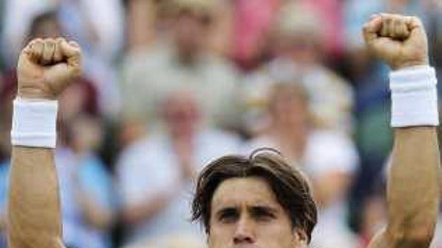 David Ferrer celebra su pase a cuartos.