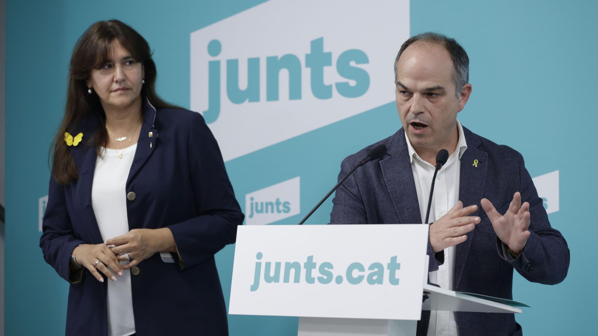 La presidenta de Junts, Laura Borràs, y el secretario general del partido, Jordi Turull.