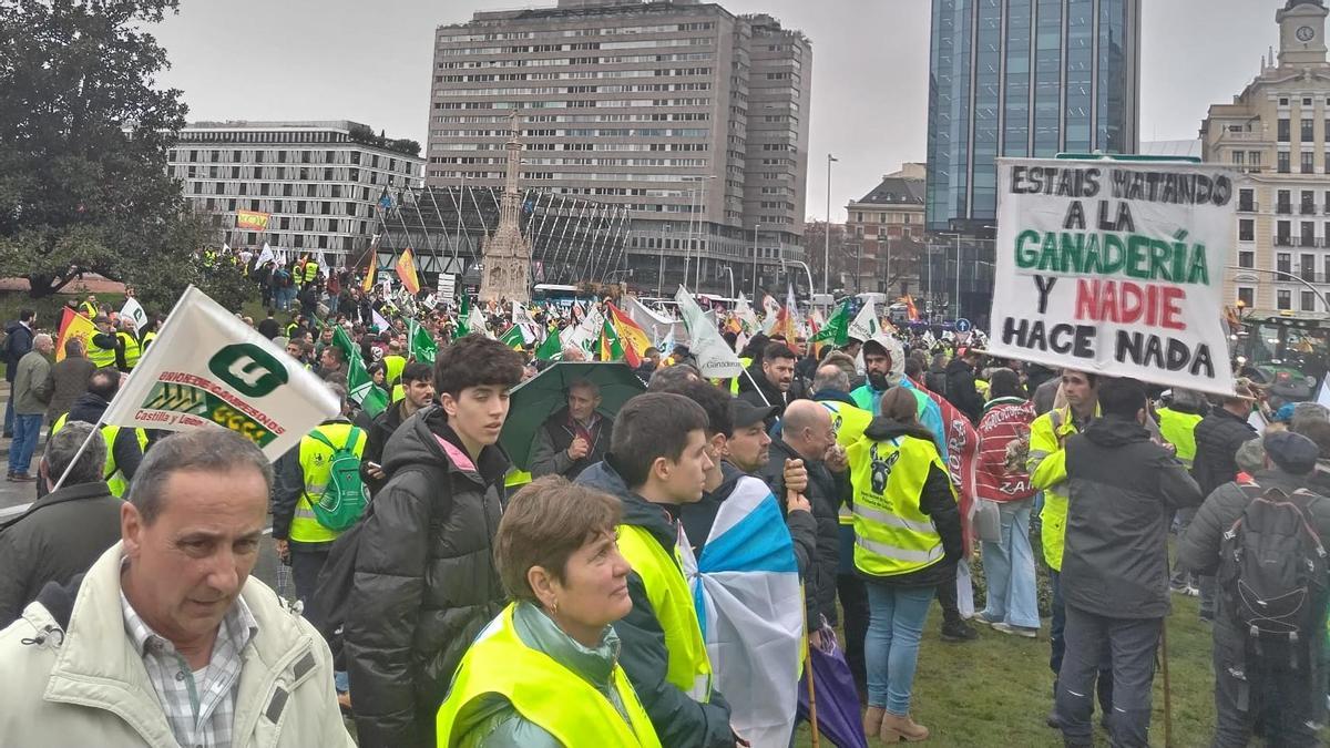 Agricultores zamoranos en una manifestación contra el acuerdo de Mercosur.