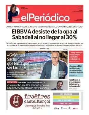 La portada de EL PERIÓDICO del 17 de octubre de 2025