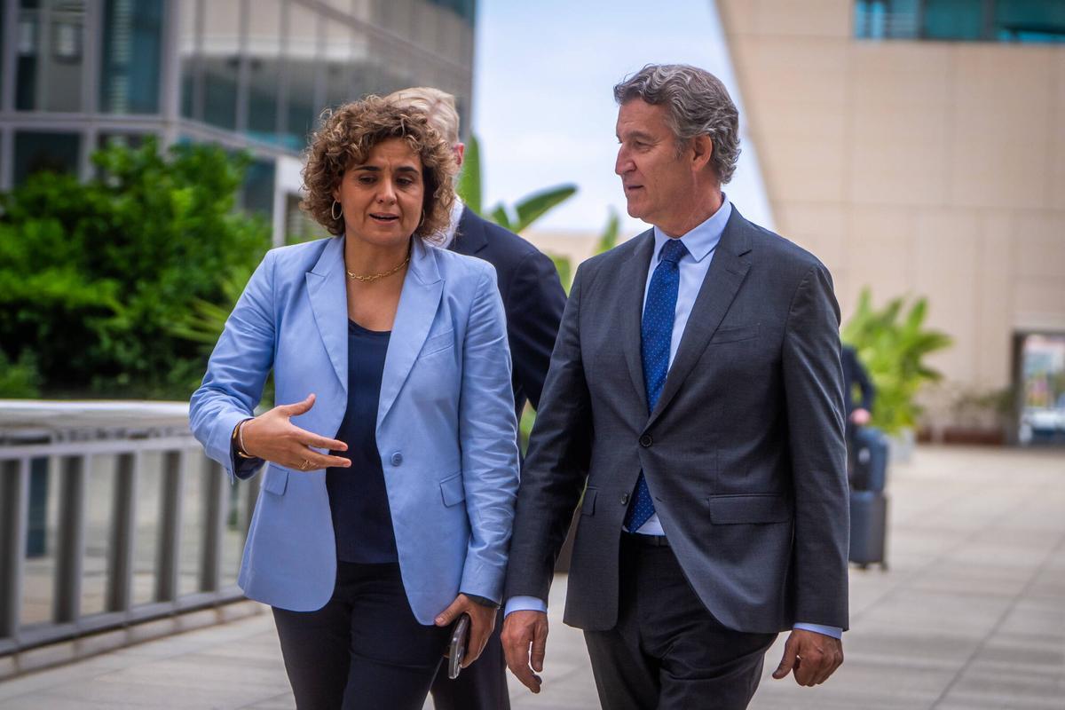 barcelona 2/10/2025 Política Intervención de Alberto Nuñez Feijóo y Dolors Montserrat en la cumbre del PP Europeo que se celebra en el Hotel Grand Marina de Barcelona. AUTOR: JORDI OTIX