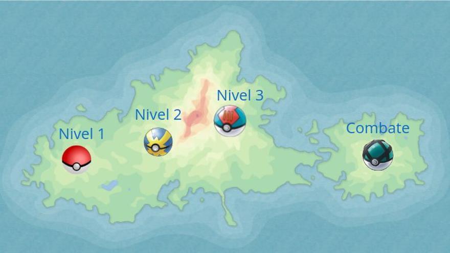 El mapa de Opera Pokemon, con los diferentes niveles