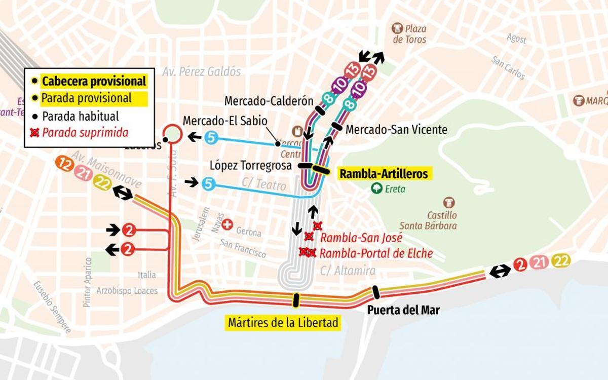 Las líneas de autobús de Alicante que cambian por la Semana Santa